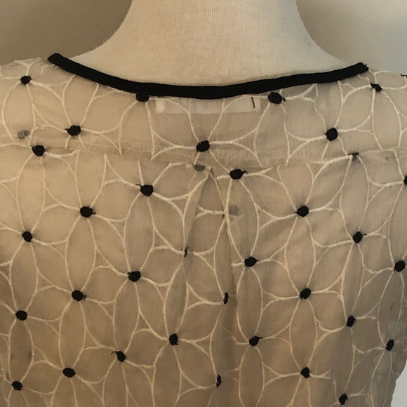 Potter's Pot/Anthropologie Sheer White/Black Top - Picture 5 of 9